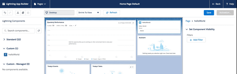 fig: Placing component in the Builder